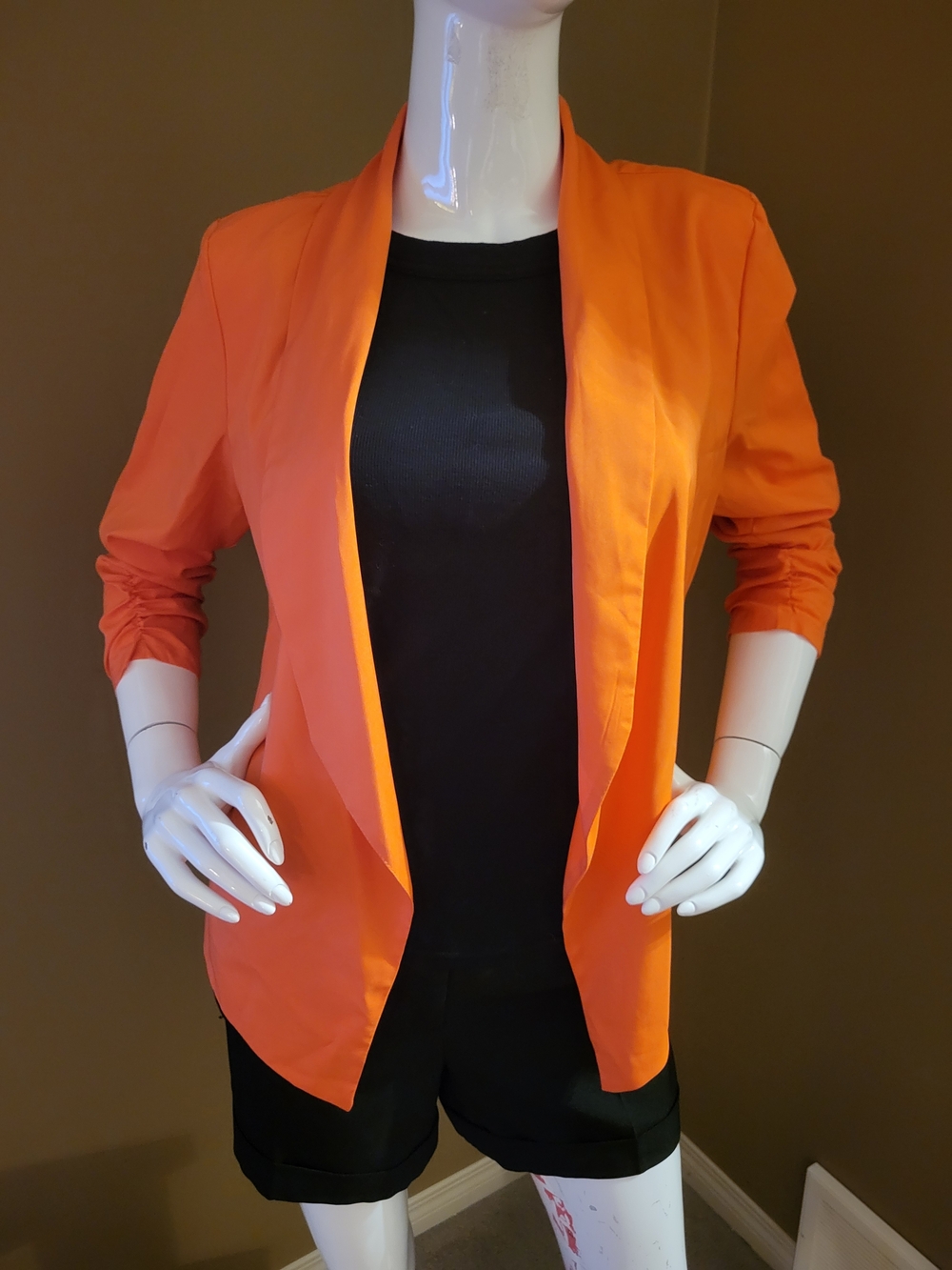 Michele Open-Front Bright Orange Blazer